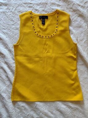 Antonio Melani Women's Yellow Studded Scoop Neck Tank